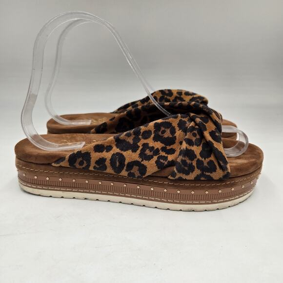 Vince Camuto Rareden 6.5 M Platform Slip On Slide Sandal Summer Leopard Mule - Picture 1 of 7